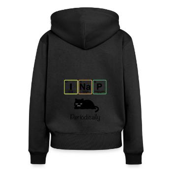 I Nap Periodically - Funny Science Cat Katze - Women's Premium Organic Zip Hoodie - black - Back - Julia (174cm)