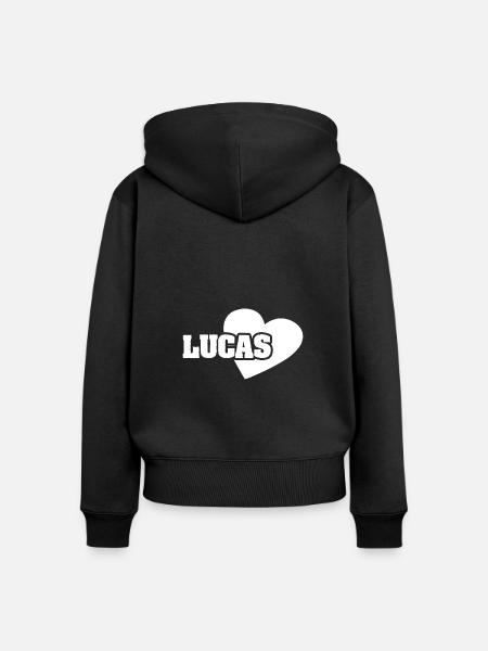 Love Lucas - Frauen Premium Bio Zip Hoodie - Schwarz