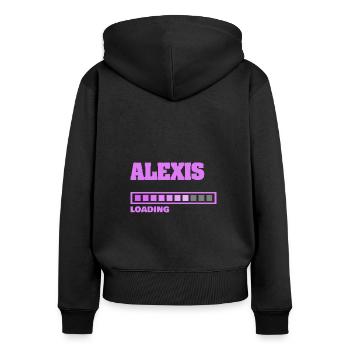 Alexis bébé - Sweat à capuche zippé Premium bio Femme - noir - Dos - Julia (174cm)