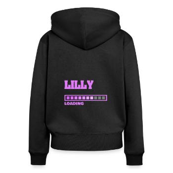 Lilly bébé - Sweat à capuche zippé Premium bio Femme - noir - Dos - Julia (174cm)