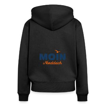 Nordsee Moin Norddeich - Frauen Premium Bio Zip Hoodie - Schwarz - Hinten - Julia (174cm)