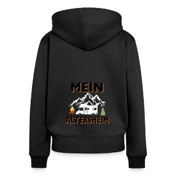 Mein Altenheim ist überall - Frauen Premium Bio Zip Hoodie - Schwarz - Hinten - Julia (174cm)