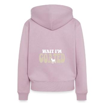 Drôle Internet Meme Goat Joke Wait I’m Goated - Sweat à capuche zippé Premium bio Femme - rose poudré - Dos - Julia (174cm)