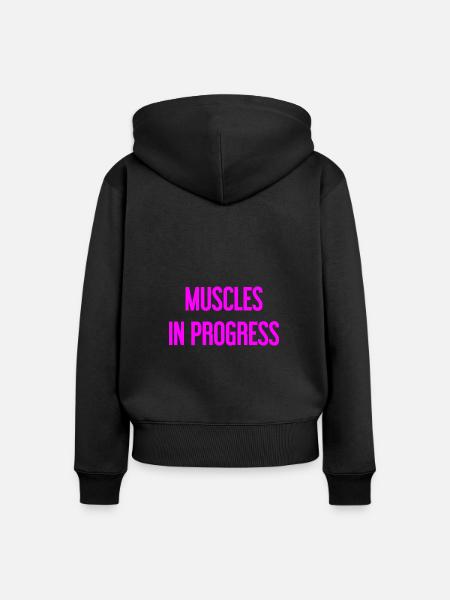 Muscles in Progress - Frauen Premium Bio Zip Hoodie - Schwarz