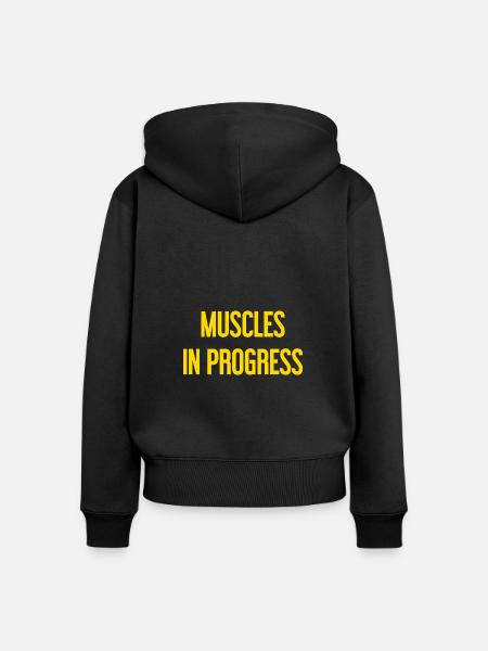 Muscles in Progress - Frauen Premium Bio Zip Hoodie - Schwarz