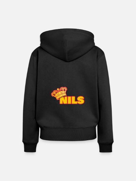 Krone für Nils - Frauen Premium Bio Zip Hoodie - Schwarz
