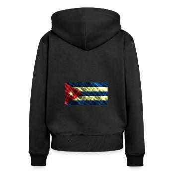 First name Cuba - Women's Premium Organic Zip Hoodie - black - Back - Julia (174cm)