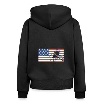 Soudeur Drapeau américain Spot Soudeur G - Sweat à capuche zippé Premium bio Femme - noir - Dos - Julia (174cm)