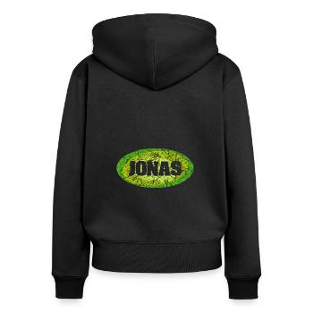 Jonas - Women's Premium Organic Zip Hoodie - black - Back - Julia (174cm)
