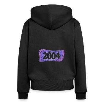 Université 2004 - Sweat à capuche zippé Premium bio Femme - noir - Dos - Julia (174cm)