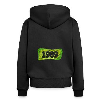 Kratzer 1989 - Frauen Premium Bio Zip Hoodie - Schwarz - Hinten - Julia (174cm)