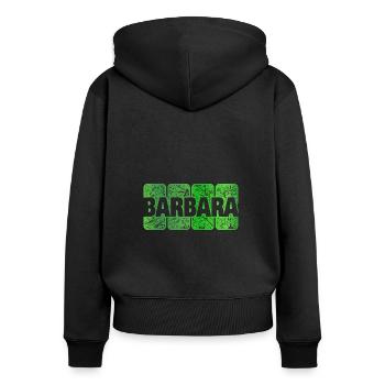 Barbara - Frauen Premium Bio Zip Hoodie - Schwarz - Hinten - Julia (174cm)