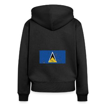 Sainte-Lucie - Sweat à capuche zippé Premium bio Femme - noir - Dos - Julia (174cm)