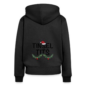 Jingle Balls And Tinsel Tits Funny Matching Christ - Frauen Premium Bio Zip Hoodie - Schwarz - Hinten - Julia (174cm)