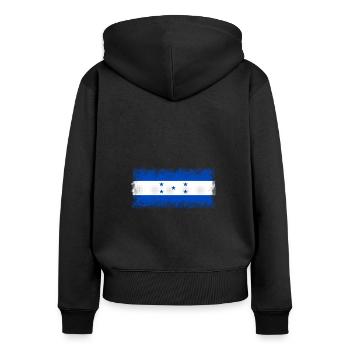 Geschenk für Honduras - Frauen Premium Bio Zip Hoodie - Schwarz - Hinten - Julia (174cm)