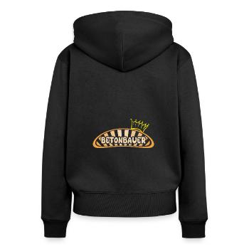 Geschenk für Betonbauer - Frauen Premium Bio Zip Hoodie - Schwarz - Hinten - Julia (174cm)