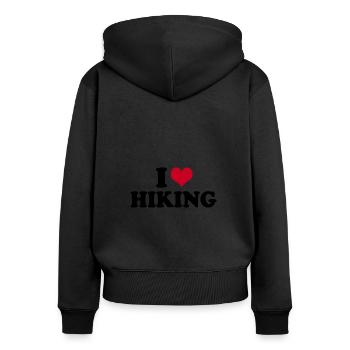 I Love Hiking Wandern - Frauen Premium Bio Zip Hoodie - Schwarz - Hinten - Julia (174cm)