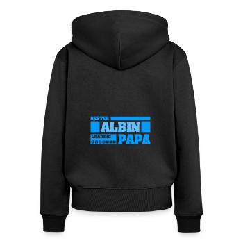 Vorname Albin - Frauen Premium Bio Zip Hoodie - Schwarz - Hinten - Julia (174cm)
