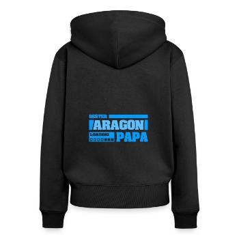 Aragon comme prénom - Sweat à capuche zippé Premium bio Femme - noir - Dos - Julia (174cm)