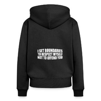 Je me fixe des limites pour me respecter 4 - Sweat à capuche zippé Premium bio Femme - noir - Dos - Julia (174cm)