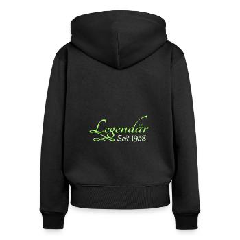 1958 - Frauen Premium Bio Zip Hoodie - Schwarz - Hinten - Julia (174cm)