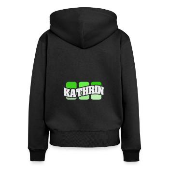 Name Kathrin - Frauen Premium Bio Zip Hoodie - Schwarz - Hinten - Julia (174cm)