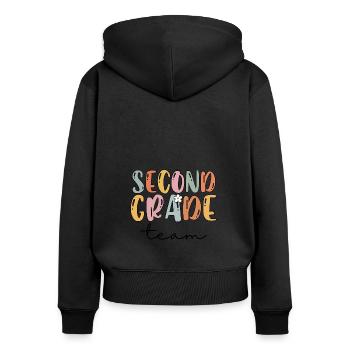 Équipe Tribu de deuxième année Enseignant de deuxième année - Sweat à capuche zippé Premium bio Femme - noir - Dos - Julia (174cm)
