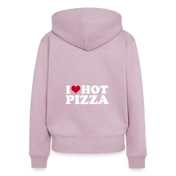 I Love Hot Pizza - Frauen Premium Bio Zip Hoodie - Altrosa - Hinten - Julia (174cm)