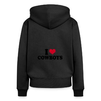 J’aime les cowboys - Sweat à capuche zippé Premium bio Femme - noir - Dos - Julia (174cm)