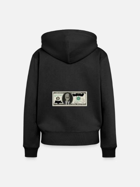 Bitcoin Crypto Dollar - Frauen Premium Bio Zip Hoodie - Schwarz