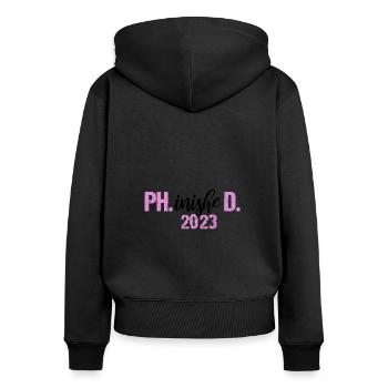 Docteur 2023 Degré Philistin Thèse de doctorat - Sweat à capuche zippé Premium bio Femme - noir - Dos - Julia (174cm)