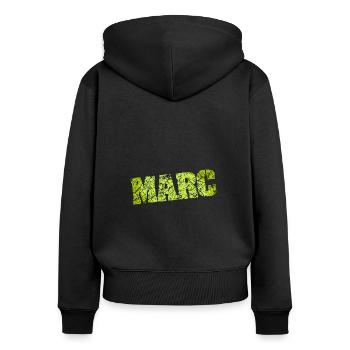 Marc als Marc - Frauen Premium Bio Zip Hoodie - Schwarz - Hinten - Julia (174cm)