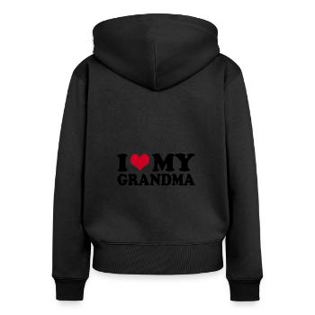I Love My Grandma Oma - Frauen Premium Bio Zip Hoodie - Schwarz - Hinten - Julia (174cm)