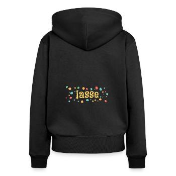 Kleckse lasse - Frauen Premium Bio Zip Hoodie - Schwarz - Hinten - Julia (174cm)