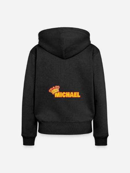 Krone für Michael - Frauen Premium Bio Zip Hoodie - Schwarz