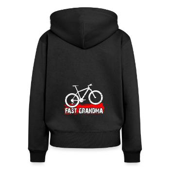 Quick granny on the bike - Women's Premium Organic Zip Hoodie - black - Back - Julia (174cm)