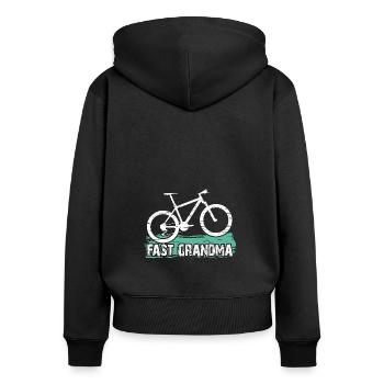 Quick granny on the bike - Women's Premium Organic Zip Hoodie - black - Back - Julia (174cm)