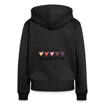 Cute Hearts Fibromyalgia Awareness - Women's Premium Organic Zip Hoodie - black - Back - Julia (174cm)