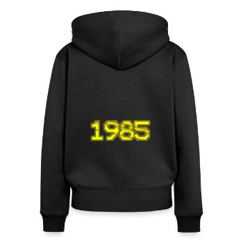 Nerd 1985 - Frauen Premium Bio Zip Hoodie - Schwarz - Hinten - Julia (174cm)
