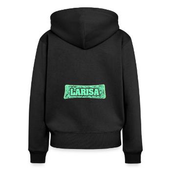 Nom de naissance Larisa - Sweat à capuche zippé Premium bio Femme - noir - Dos - Julia (174cm)