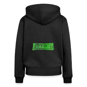 Amalie comme prénom - Sweat à capuche zippé Premium bio Femme - noir - Dos - Julia (174cm)