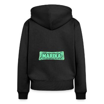 Geschenk für Marika - Frauen Premium Bio Zip Hoodie - Schwarz - Hinten - Julia (174cm)