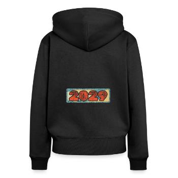 Jahr 2029 - Frauen Premium Bio Zip Hoodie - Schwarz - Hinten - Julia (174cm)