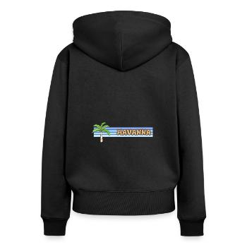 Cadeau pour La Havane - Sweat à capuche zippé Premium bio Femme - noir - Dos - Julia (174cm)