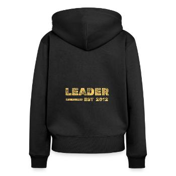Leader 2012 - Frauen Premium Bio Zip Hoodie - Schwarz - Hinten - Julia (174cm)