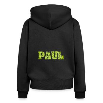 Paul - Frauen Premium Bio Zip Hoodie - Schwarz - Hinten - Julia (174cm)