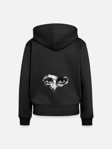 Augen parti am ablaufen - Frauen Premium Bio Zip Hoodie - Schwarz