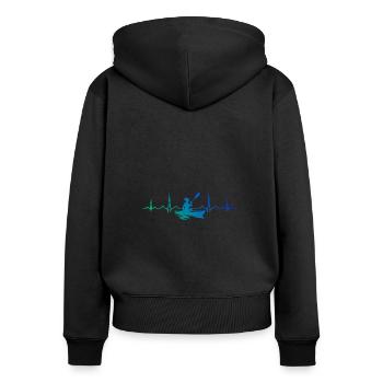 Kayak Kanu Damen Herren Kajak Kajakfahren - Frauen Premium Bio Zip Hoodie - Schwarz - Hinten - Julia (174cm)