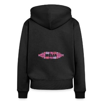 Mutti Melia - Frauen Premium Bio Zip Hoodie - Schwarz - Hinten - Julia (174cm)