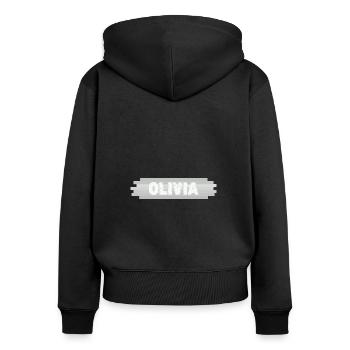 Olivia as a name - Women's Premium Organic Zip Hoodie - black - Back - Julia (174cm)